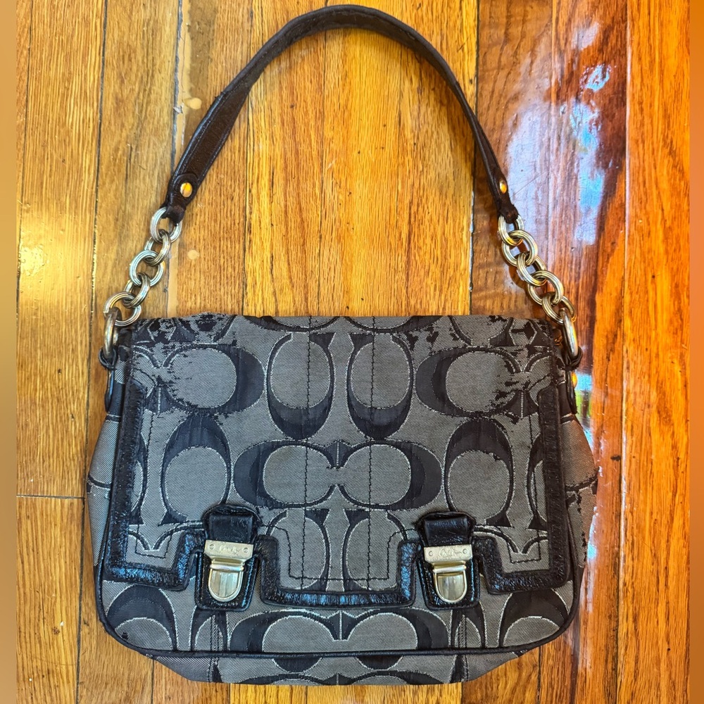 vintage black and gold Coach bag